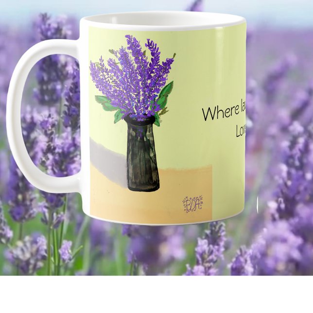 Taza De Café Flores de lavanda vibrantes, inspiradas en la natu (Subido por el creador)