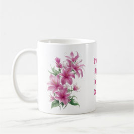 Taza De Café Flores de Lily Oriental Rosa