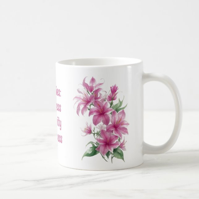 Taza De Café Flores de Lily Oriental Rosa (Derecha)