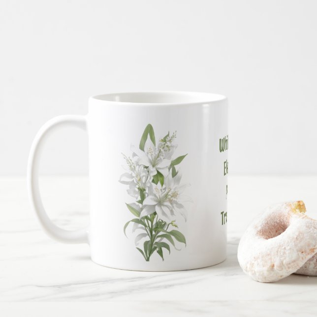 Taza De Café Flores de lirio blanco (Con donut)