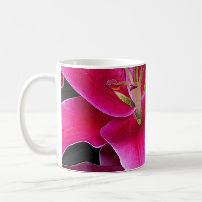 Taza De Café Flores de lirio con estrellas rosadas (Izquierda)