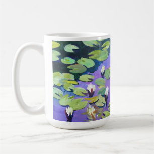 Taza De Café flores de lirio en el estanque al estilo de Monet