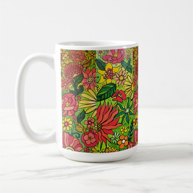 Taza De Café Flores de los años 70 (Izquierda)