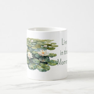 Taza De Café Flores de Loto de Almohadilla Verde