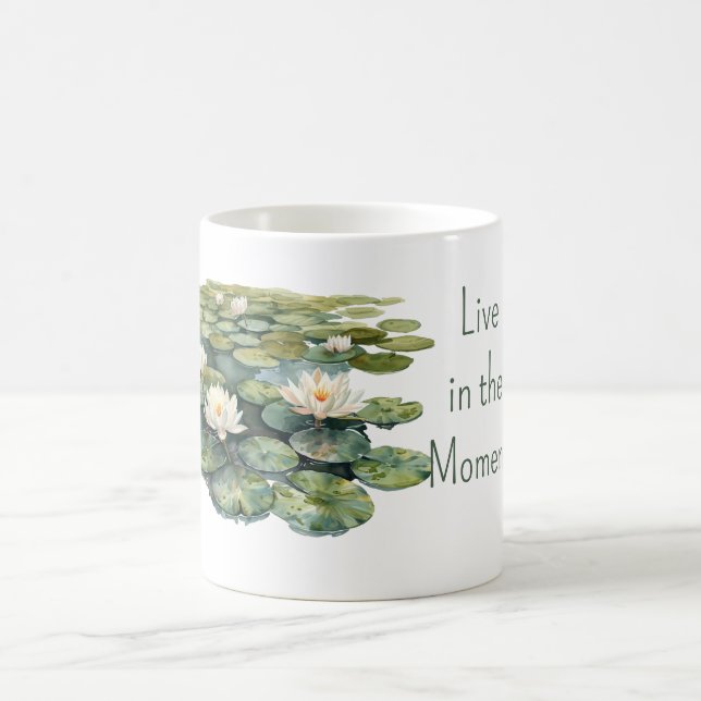 Taza De Café Flores de Loto de Almohadilla Verde (Centro)