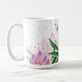 Taza De Café Flores de Lotus Bloom Lilac Violet acuarela