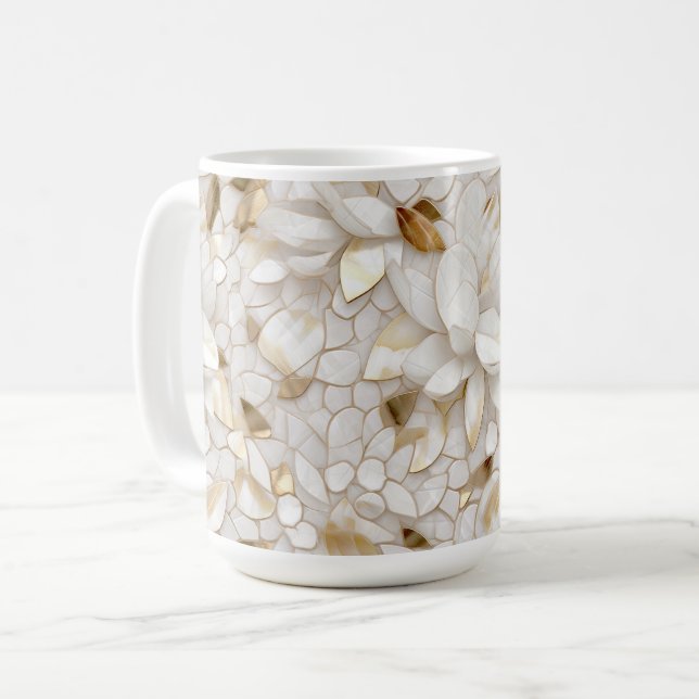 Taza De Café Flores de Lotus de oro blanco (Anverso izquierdo)