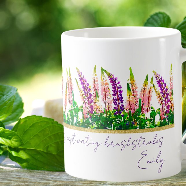 Taza De Café Flores De Lupina Púrpura Delicadas Cita Mug (Subido por el creador)