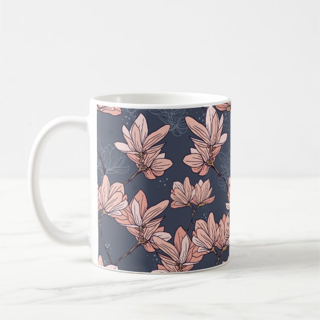 Taza De Café Flores de magnolia japonesas, sin costura, de esti (Izquierda)