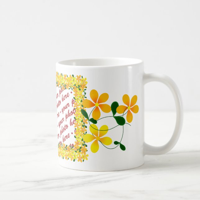 Taza De Café Flores de marco Naranja y amarillo (Derecha)