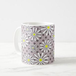 Taza De Café Flores de margarita blancas sobre un fondo de luna