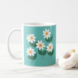 Taza De Café Flores de margarita del Boho blanco