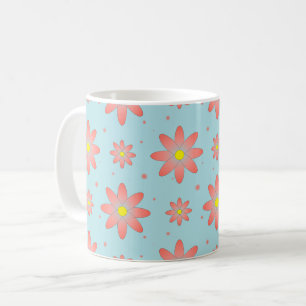 Taza De Café Flores de margarita delicadas de color rosa y azul