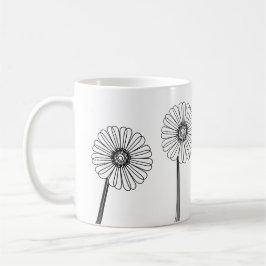 Taza De Café Flores de margarita dibujando jardinero