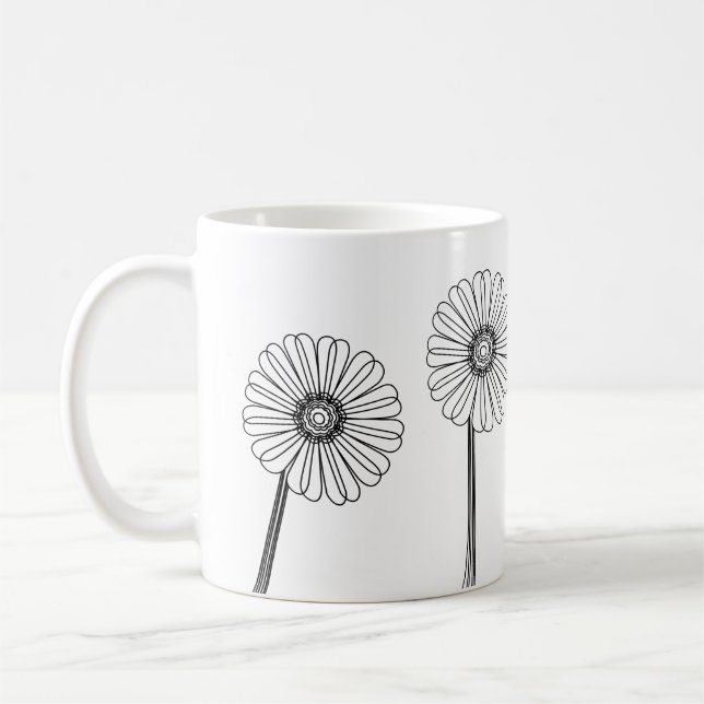 Taza De Café Flores de margarita dibujando jardinero (Izquierda)