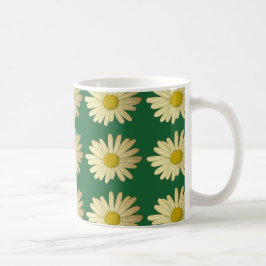 Taza De Café Flores de margarita en un césped verde