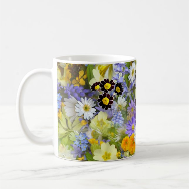 Taza De Café Flores de margarita, primavera, narciso (Izquierda)