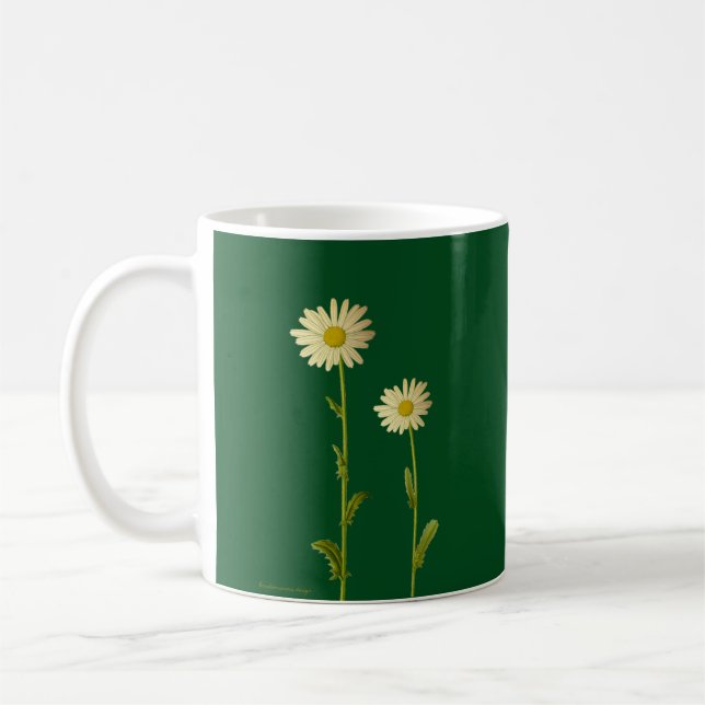Taza De Café Flores de margarita sobre fondo verde - Verano (Izquierda)