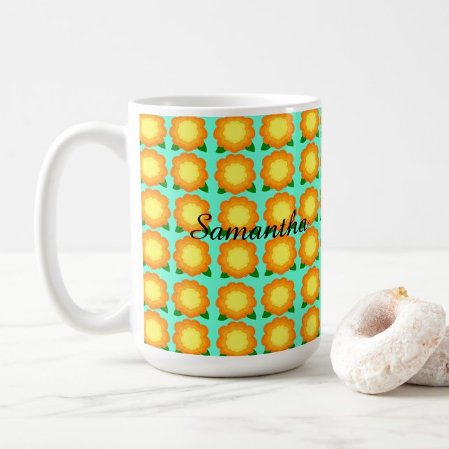Taza De Café Flores de Marigold (Con donut)