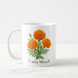 Taza De Café Flores de Marigold de Octubre