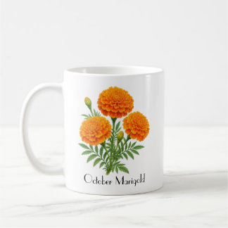 Taza De Café Flores de Marigold de Octubre
