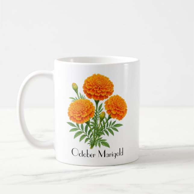 Taza De Café Flores de Marigold de Octubre (Izquierda)