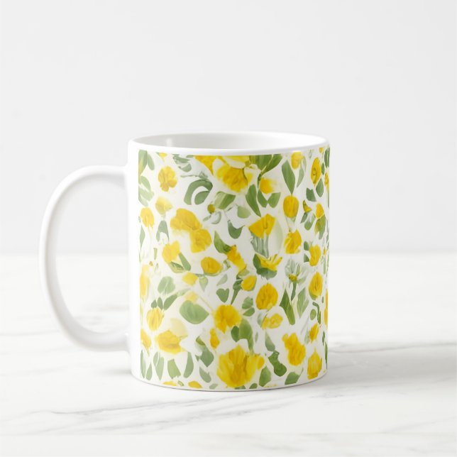 Taza De Café Flores de mariposa de patrón floral (Izquierda)