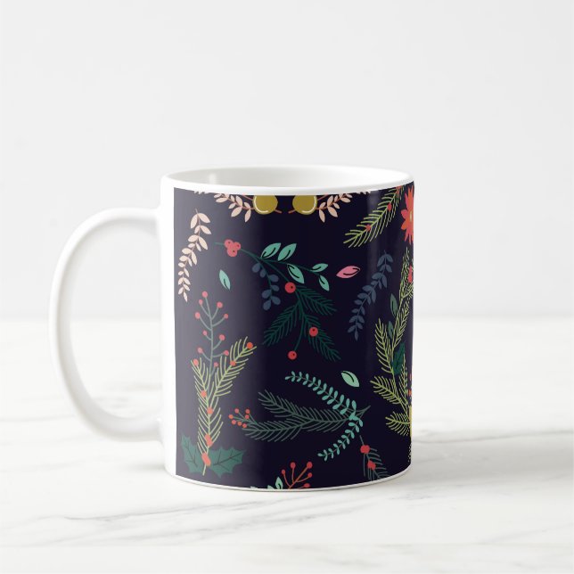 Taza De Café Flores de Navidades dibujadas a mano: colección vi (Izquierda)
