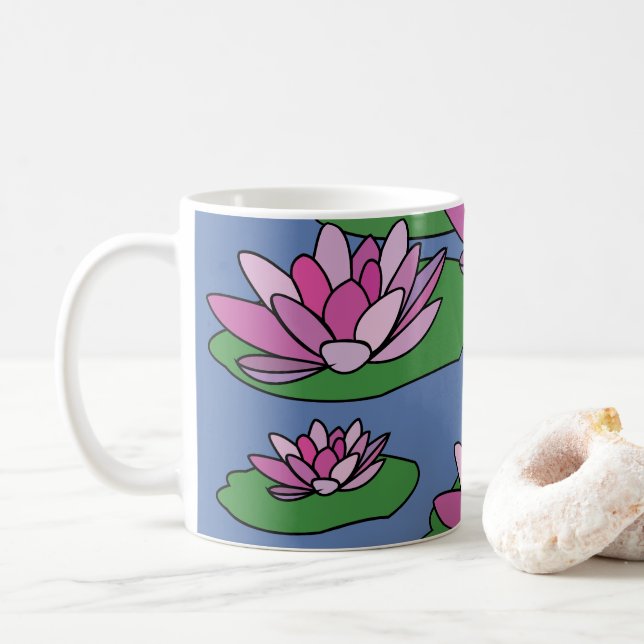 Taza De Café Flores de Nenúfar (Con donut)