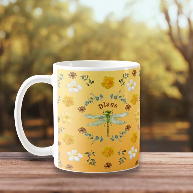Taza De Café Flores de oro, verdes y amarillas (Subido por el creador)