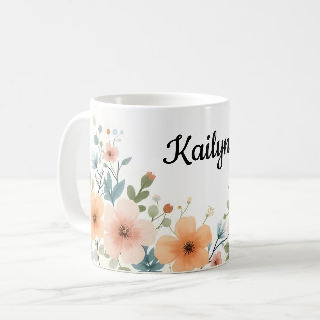Taza De Café Flores de oro y marfil (Anverso izquierdo)