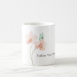 Taza De Café Flores de orquídea rosa mariposa verde menta