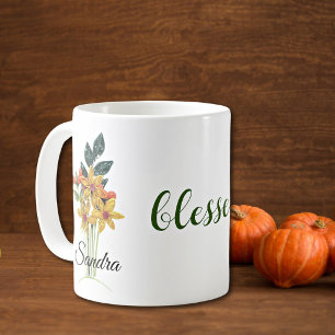 Taza De Café Flores de otoño con relieve de Thanksgiving bendit