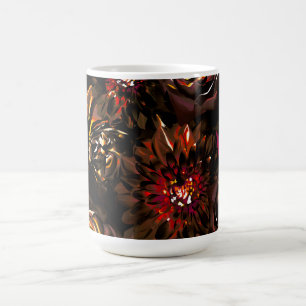 Taza De Café Flores de Otoño Resplandor Jardín Oscuro Caída