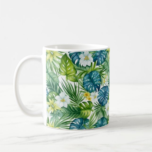 Taza De Café Flores de palmas tropicales café Mug (Izquierda)