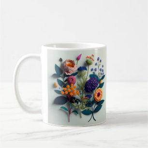 Taza De Café Flores de papel cortado coloridas