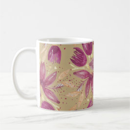 Taza De Café Flores de pasión, color de agua Borgoña y oro