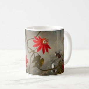 Taza De Café Flores de pasión con cabeza de Hummingbirds