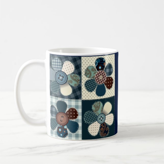 Taza De Café Flores de Patchwork Personalizadas (Izquierda)