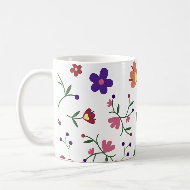Taza De Café flores de patrón- (Izquierda)