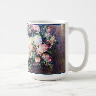 Taza De Café Flores de patrón floral Foliage blanco rosado rojo
