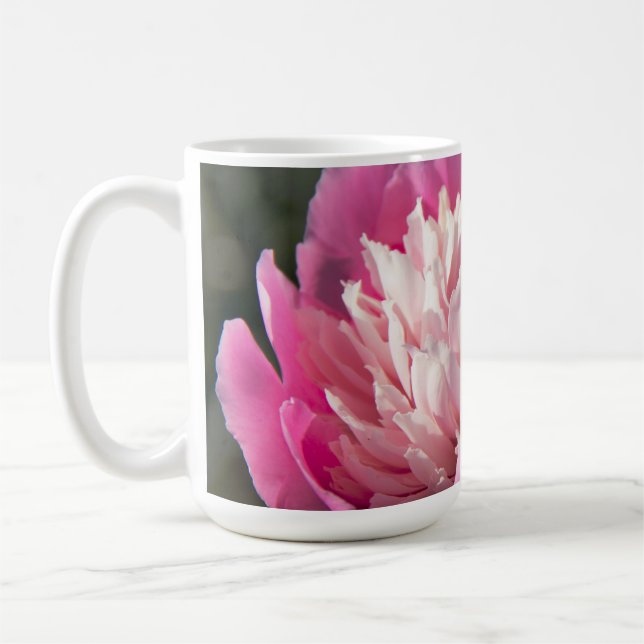 Taza De Café Flores de peonía rosada en primavera (Izquierda)
