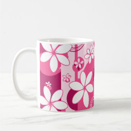 Taza De Café Flores de Pétalos Blancos con Contornos Rosados