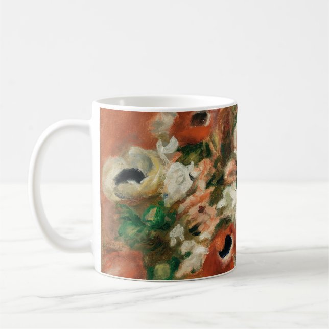 Taza De Café Flores de pintura impresionista de Renoir (Izquierda)