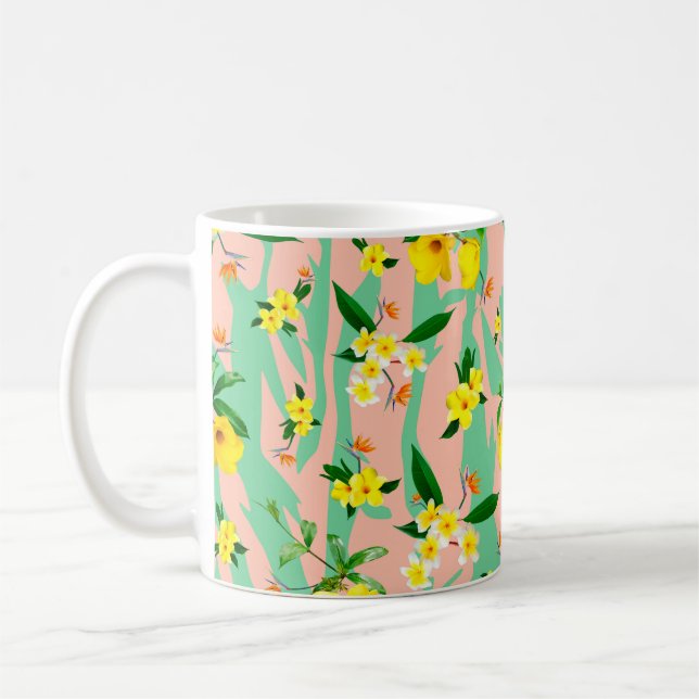 Taza De Café Flores de plumeria amarilla sin fisuras (Izquierda)