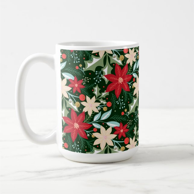 Taza De Café Flores de Poinsettia dejan a Navidades de vacacion (Izquierda)