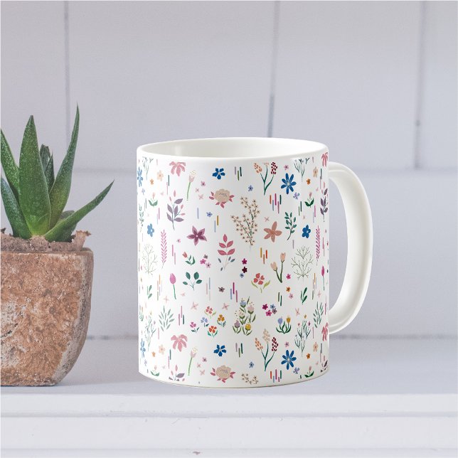 Taza De Café Flores de prados Patrón floral moderno (Subido por el creador)