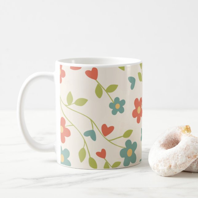 Taza De Café Flores de primavera - (Con donut)