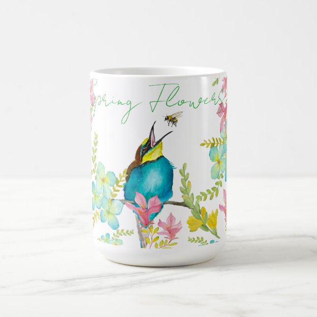 Taza De Café Flores de primavera acuarela (Centro)