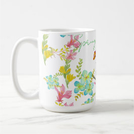 Taza De Café Flores de primavera acuarela